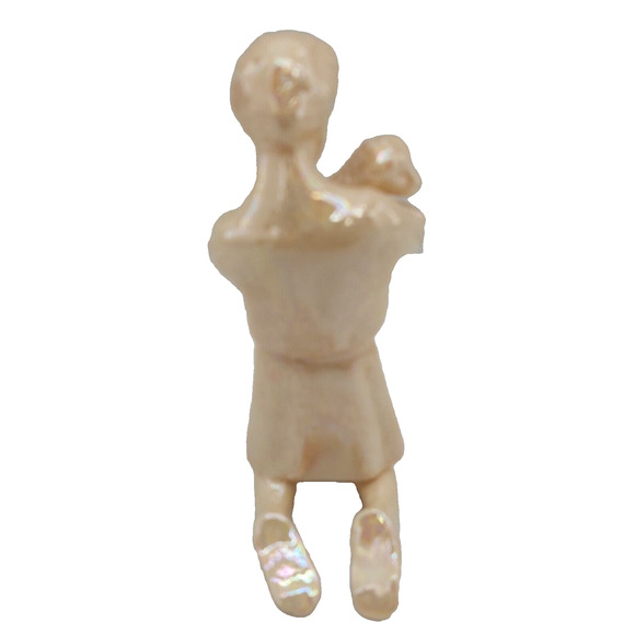 Shepherd Boy Holding Lamb Replacement Nativity Figure Iridescent Porcelain 3.75* - Picture 4 of 8
